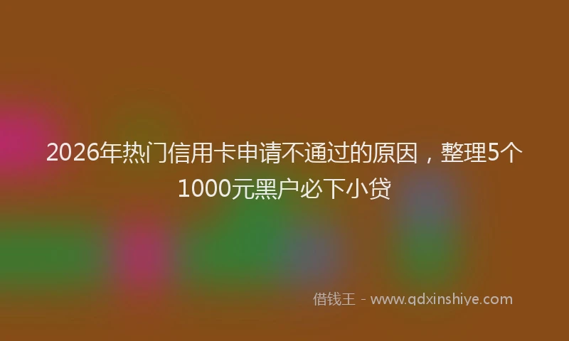 2026年热门信用卡申请不通过的原因，整理5个1000元黑户必下小贷