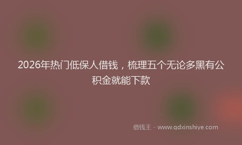 2026年热门低保人借钱，梳理五个无论多黑有公积金就能下款