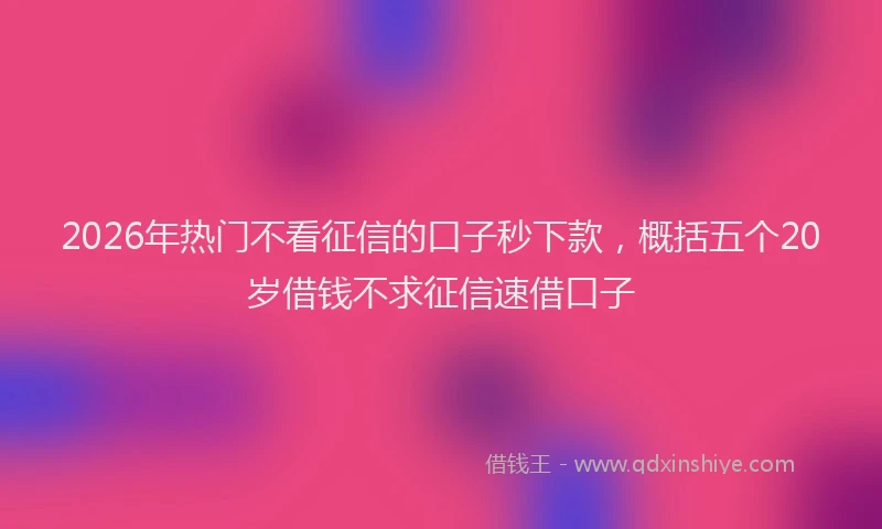 2026年热门不看征信的口子秒下款，概括五个20岁借钱不求征信速借口子