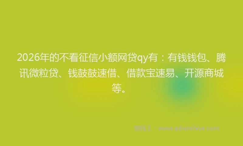 2026年的不看征信小额网贷qy有：有钱钱包、腾讯微粒贷、钱鼓鼓速借、借款宝速易、开源商城等。