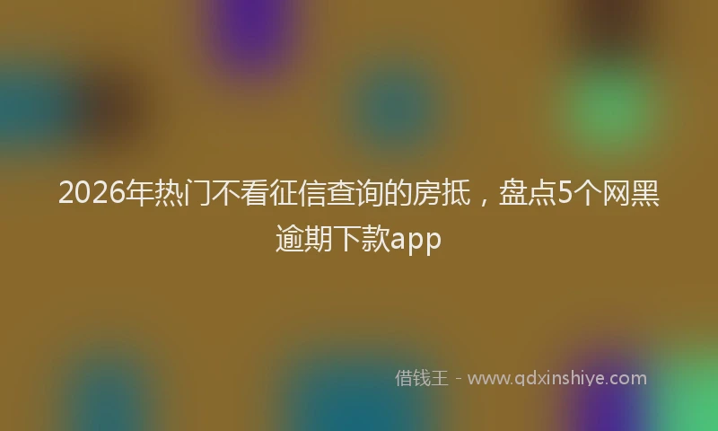 2026年热门不看征信查询的房抵，盘点5个网黑逾期下款app