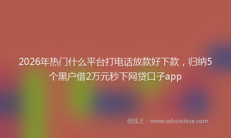 2026年热门什么平台打电话放款好下款，归纳5个黑户借2万元秒下网贷口子app