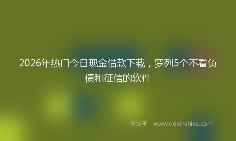 2026年热门今日现金借款下载，罗列5个不看负债和征信的软件