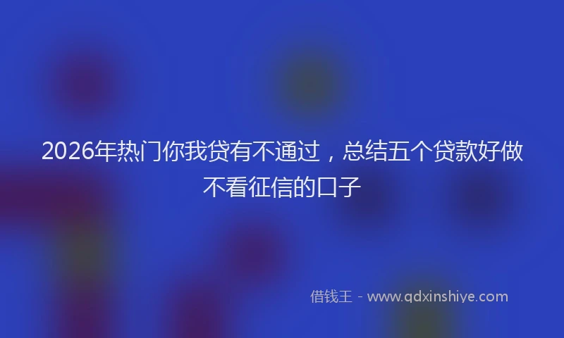 2026年热门你我贷有不通过，总结五个贷款好做不看征信的口子