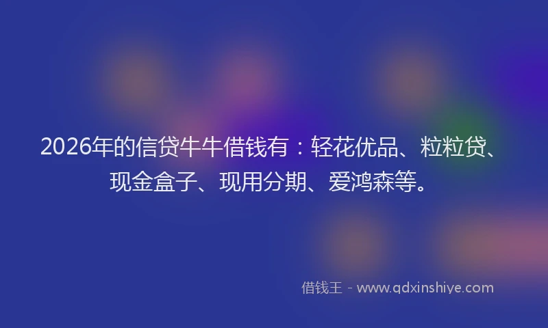 2026年的信贷牛牛借钱有：轻花优品、粒粒贷、现金盒子、现用分期、爱鸿森等。