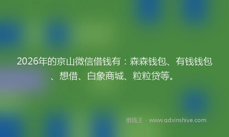 2026年的京山微信借钱有：森森钱包、有钱钱包、想借、白象商城、粒粒贷等。