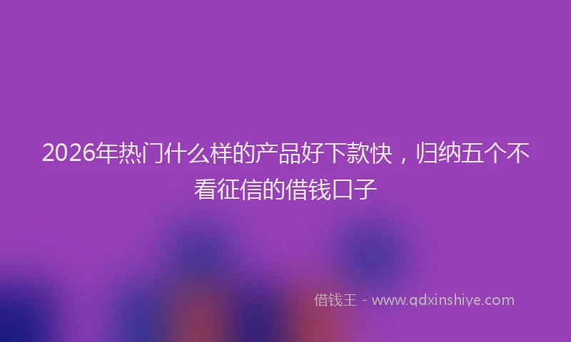 2026年热门什么样的产品好下款快，归纳五个不看征信的借钱口子