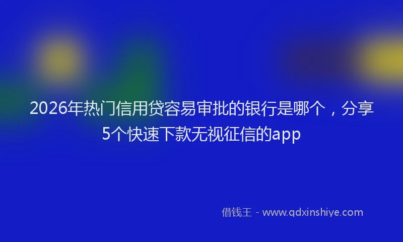 2026年热门信用贷容易审批的银行是哪个，分享5个快速下款无视征信的app
