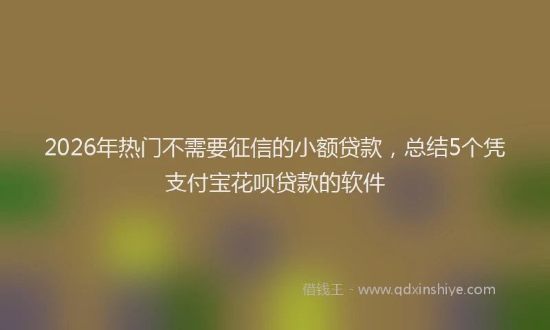 2026年热门不需要征信的小额贷款，总结5个凭支付宝花呗贷款的软件