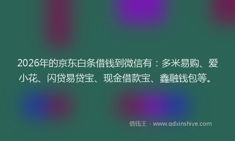 2026年的京东白条借钱到微信有：多米易购、爱小花、闪贷易贷宝、现金借款宝、鑫融钱包等。