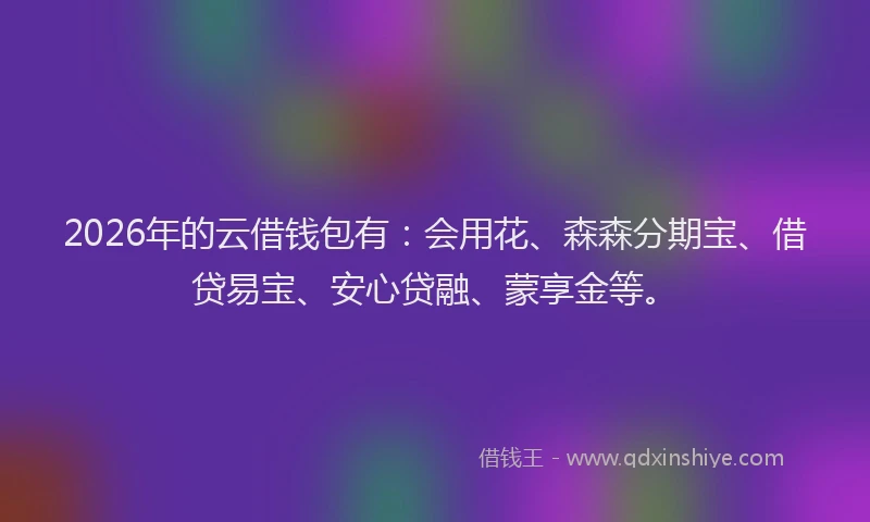 2026年的云借钱包有：会用花、森森分期宝、借贷易宝、安心贷融、蒙享金等。
