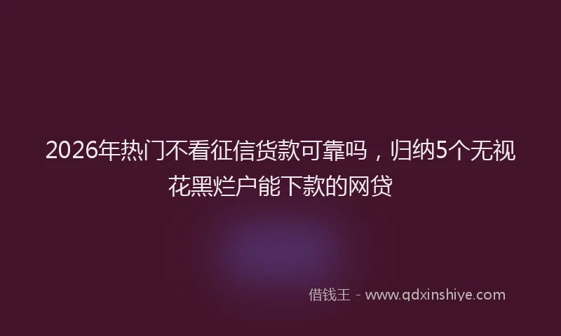 2026年热门不看征信货款可靠吗，归纳5个无视花黑烂户能下款的网贷