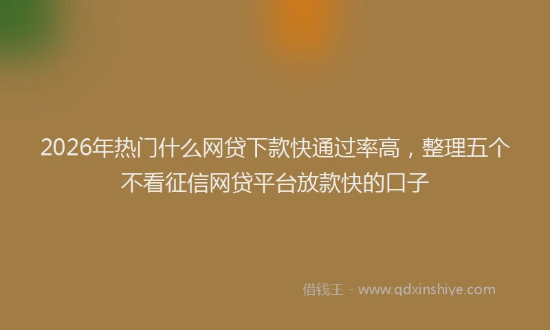 2026年热门什么网贷下款快通过率高，整理五个不看征信网贷平台放款快的口子