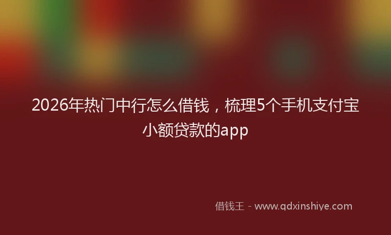 2026年热门中行怎么借钱，梳理5个手机支付宝小额贷款的app