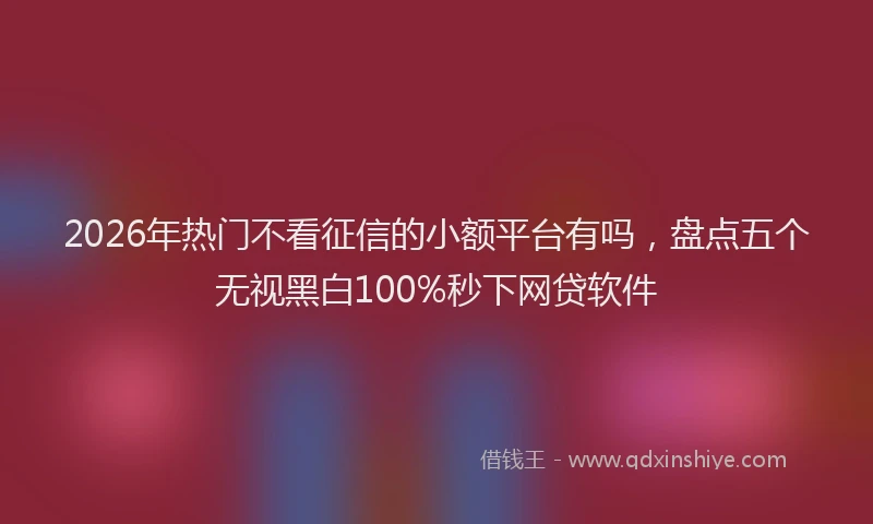 2026年热门不看征信的小额平台有吗，盘点五个无视黑白100%秒下网贷软件