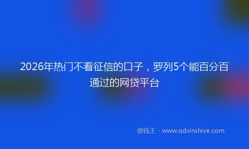 2026年热门不看征信的口子，罗列5个能百分百通过的网贷平台