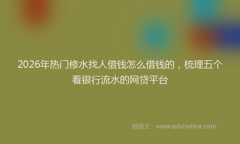 2026年热门修水找人借钱怎么借钱的，梳理五个看银行流水的网贷平台