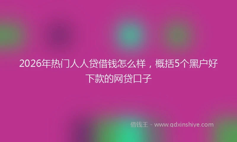 2026年热门人人贷借钱怎么样，概括5个黑户好下款的网贷口子