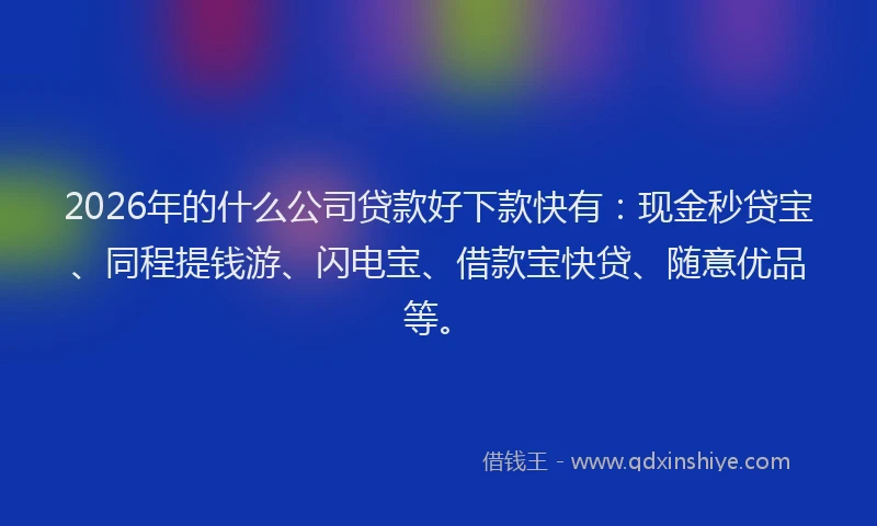 2026年的什么公司贷款好下款快有：现金秒贷宝、同程提钱游、闪电宝、借款宝快贷、随意优品等。