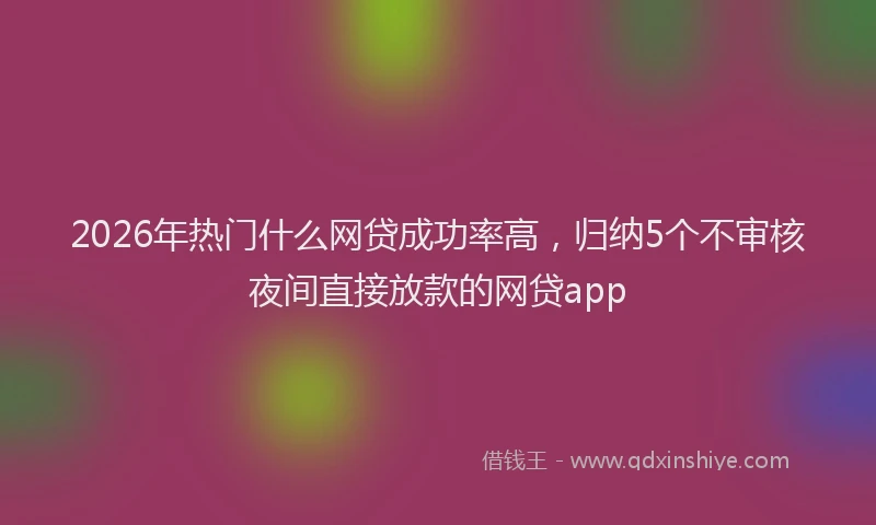 2026年热门什么网贷成功率高，归纳5个不审核夜间直接放款的网贷app