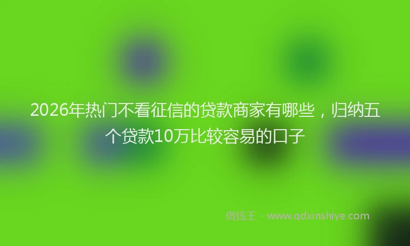 2026年热门不看征信的贷款商家有哪些，归纳五个贷款10万比较容易的口子