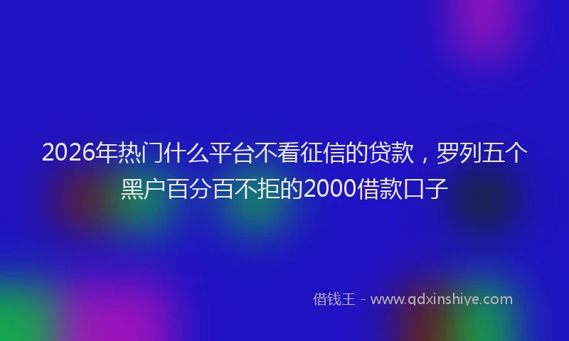 2026年热门什么平台不看征信的贷款，罗列五个黑户百分百不拒的2000借款口子