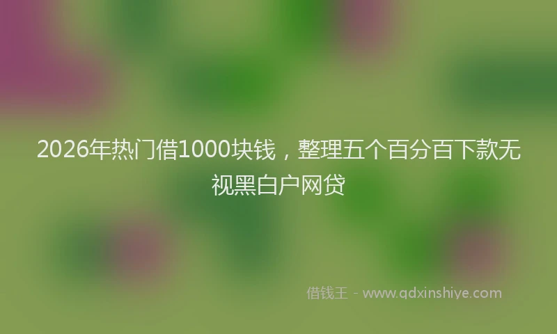 2026年热门借1000块钱，整理五个百分百下款无视黑白户网贷