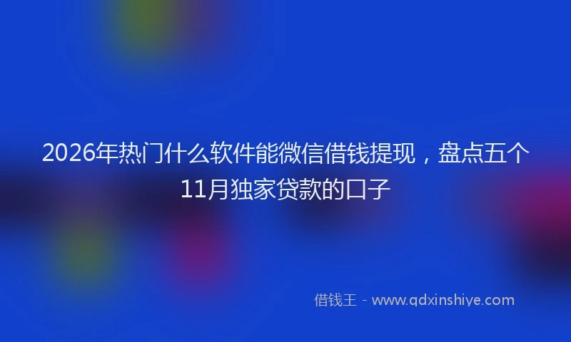 2026年热门什么软件能微信借钱提现，盘点五个11月独家贷款的口子