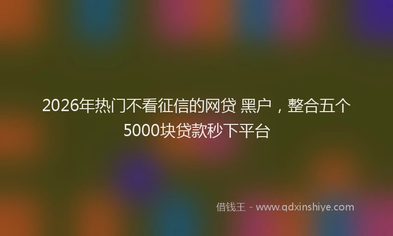 2026年热门不看征信的网贷 黑户，整合五个5000块贷款秒下平台