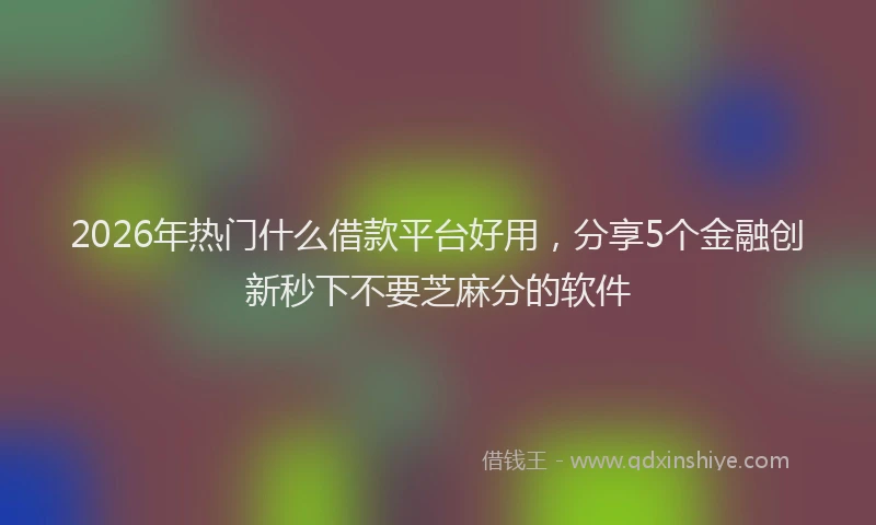2026年热门什么借款平台好用，分享5个金融创新秒下不要芝麻分的软件