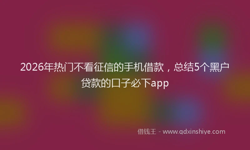 2026年热门不看征信的手机借款，总结5个黑户贷款的口子必下app