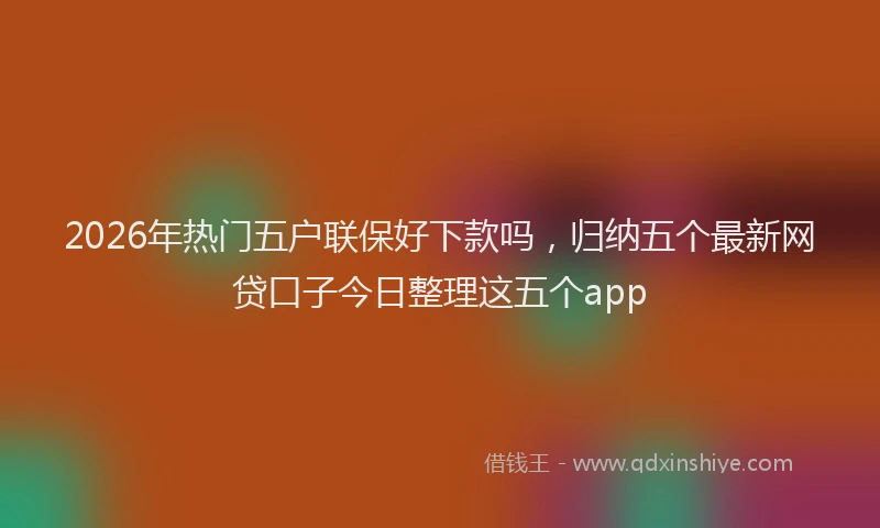 2026年热门五户联保好下款吗，归纳五个最新网贷口子今日整理这五个app