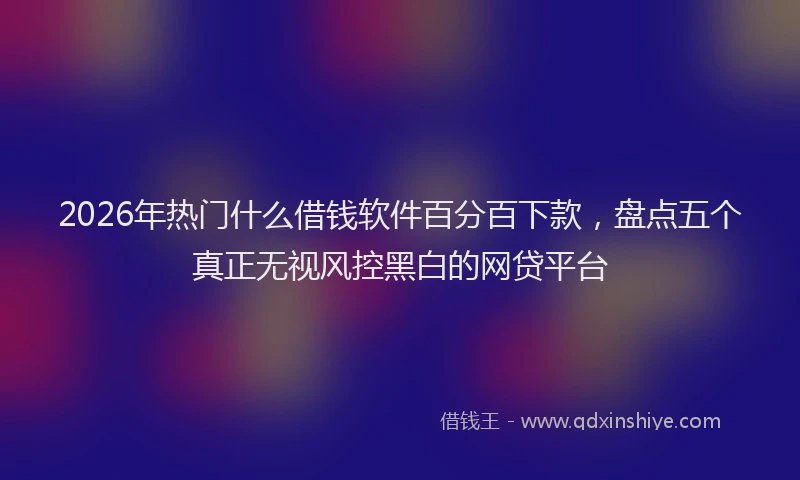 2026年热门什么借钱软件百分百下款，盘点五个真正无视风控黑白的网贷平台