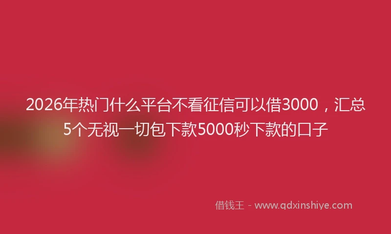 2026年热门什么平台不看征信可以借3000，汇总5个无视一切包下款5000秒下款的口子