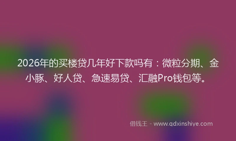 2026年的买楼贷几年好下款吗有：微粒分期、金小豚、好人贷、急速易贷、汇融Pro钱包等。