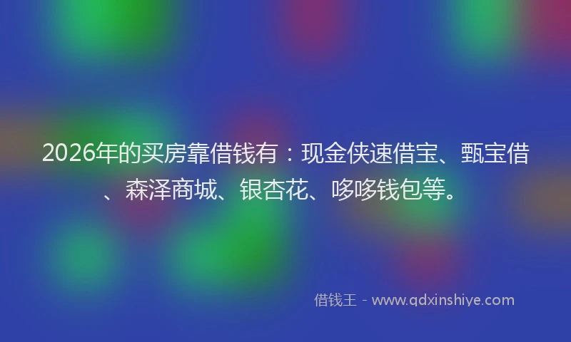 2026年的买房靠借钱有：现金侠速借宝、甄宝借、森泽商城、银杏花、哆哆钱包等。