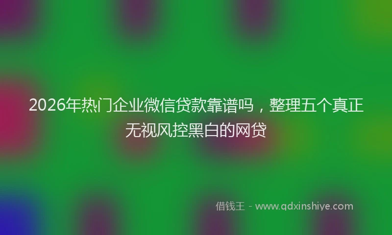 2026年热门企业微信贷款靠谱吗，整理五个真正无视风控黑白的网贷