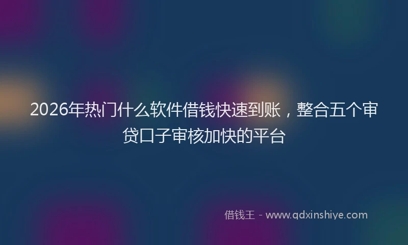2026年热门什么软件借钱快速到账，整合五个审贷口子审核加快的平台