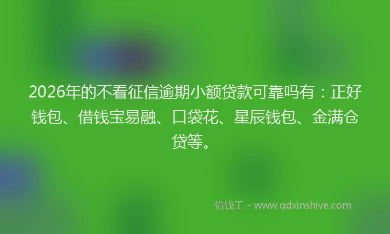 2026年的不看征信逾期小额贷款可靠吗有：正好钱包、借钱宝易融、口袋花、星辰钱包、金满仓贷等。