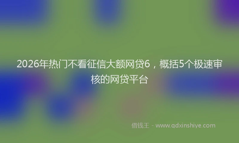 2026年热门不看征信大额网贷6，概括5个极速审核的网贷平台