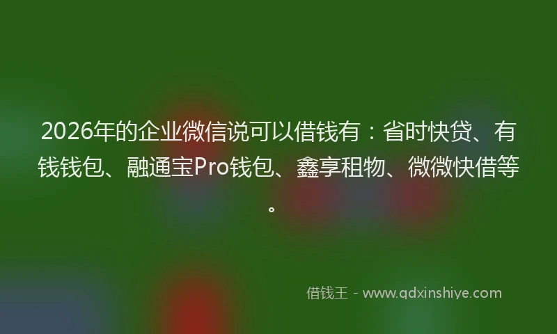 2026年的企业微信说可以借钱有：省时快贷、有钱钱包、融通宝Pro钱包、鑫享租物、微微快借等。