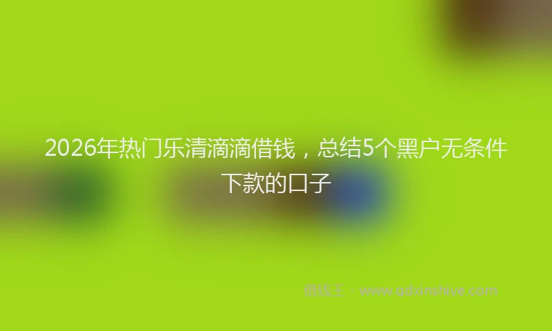 2026年热门乐清滴滴借钱，总结5个黑户无条件下款的口子