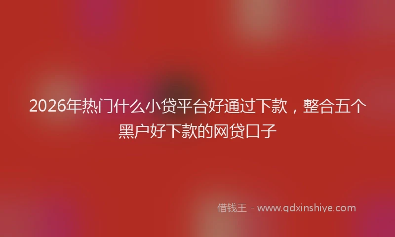 2026年热门什么小贷平台好通过下款，整合五个黑户好下款的网贷口子