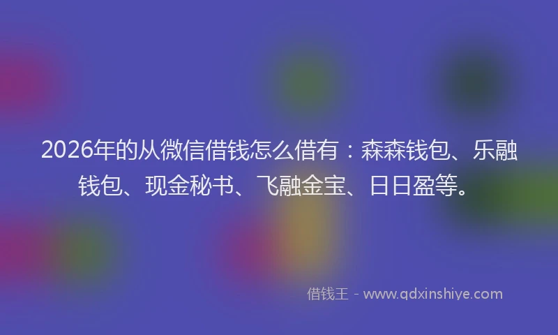 2026年的从微信借钱怎么借有：森森钱包、乐融钱包、现金秘书、飞融金宝、日日盈等。