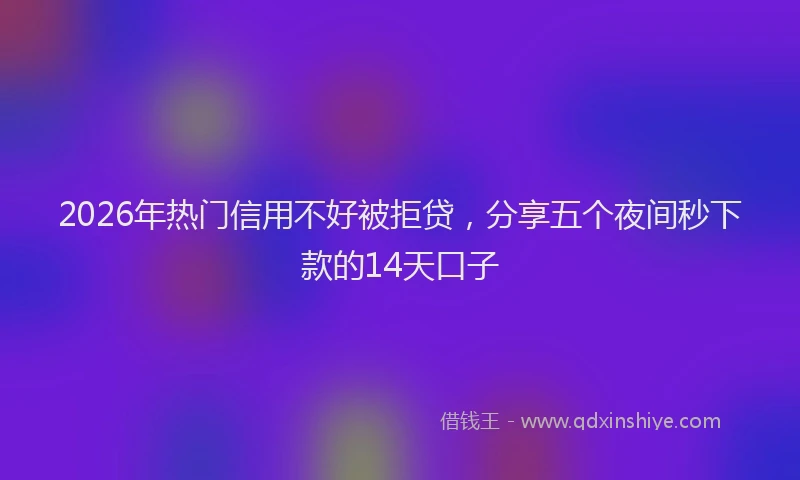 2026年热门信用不好被拒贷，分享五个夜间秒下款的14天口子