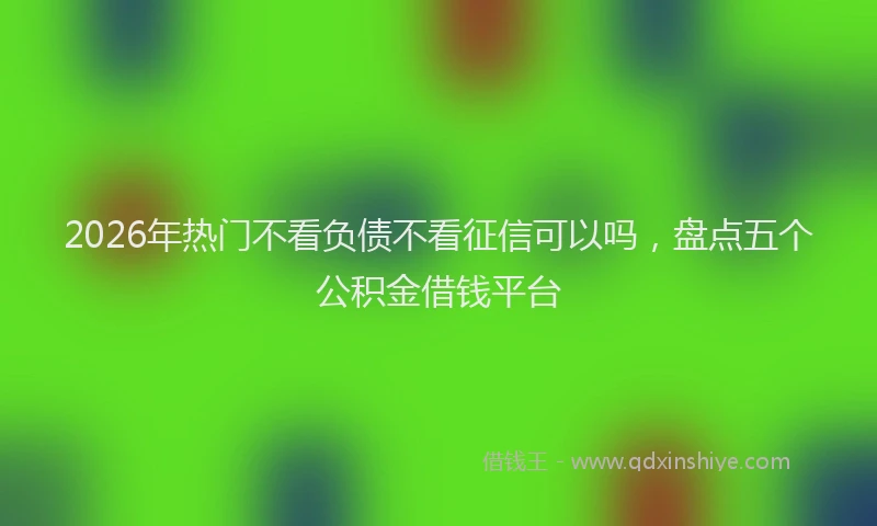2026年热门不看负债不看征信可以吗，盘点五个公积金借钱平台