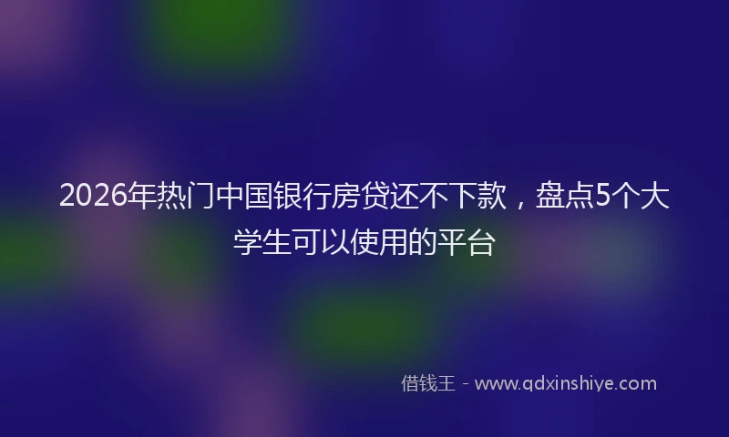 2026年热门中国银行房贷还不下款，盘点5个大学生可以使用的平台
