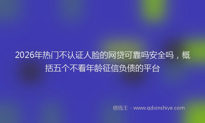2026年热门不认证人脸的网贷可靠吗安全吗，概括五个不看年龄征信负债的平台