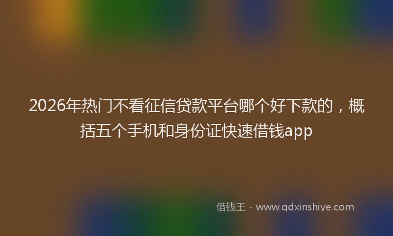 2026年热门不看征信贷款平台哪个好下款的，概括五个手机和身份证快速借钱app