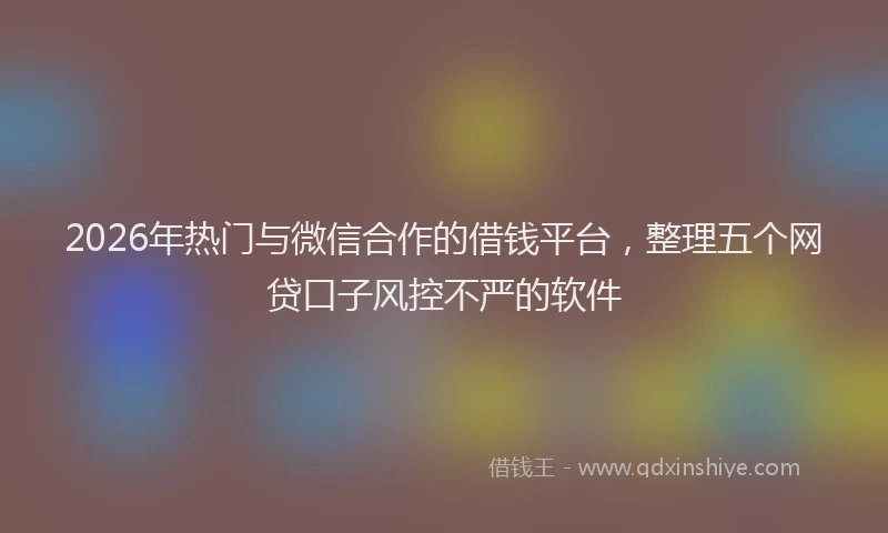 2026年热门与微信合作的借钱平台，整理五个网贷口子风控不严的软件